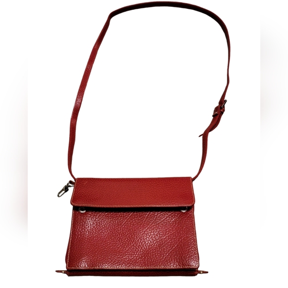 TUSK Handbags - TUSK Red Croc Leather Crossbody Shoulder Clutch Bag